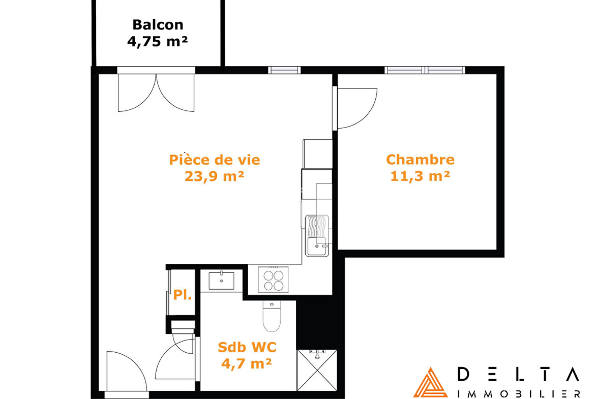 Appartement 2 pièces 40 m² · à Tassin-la-Demi-Lune · 39,9 m² · 178 000 €