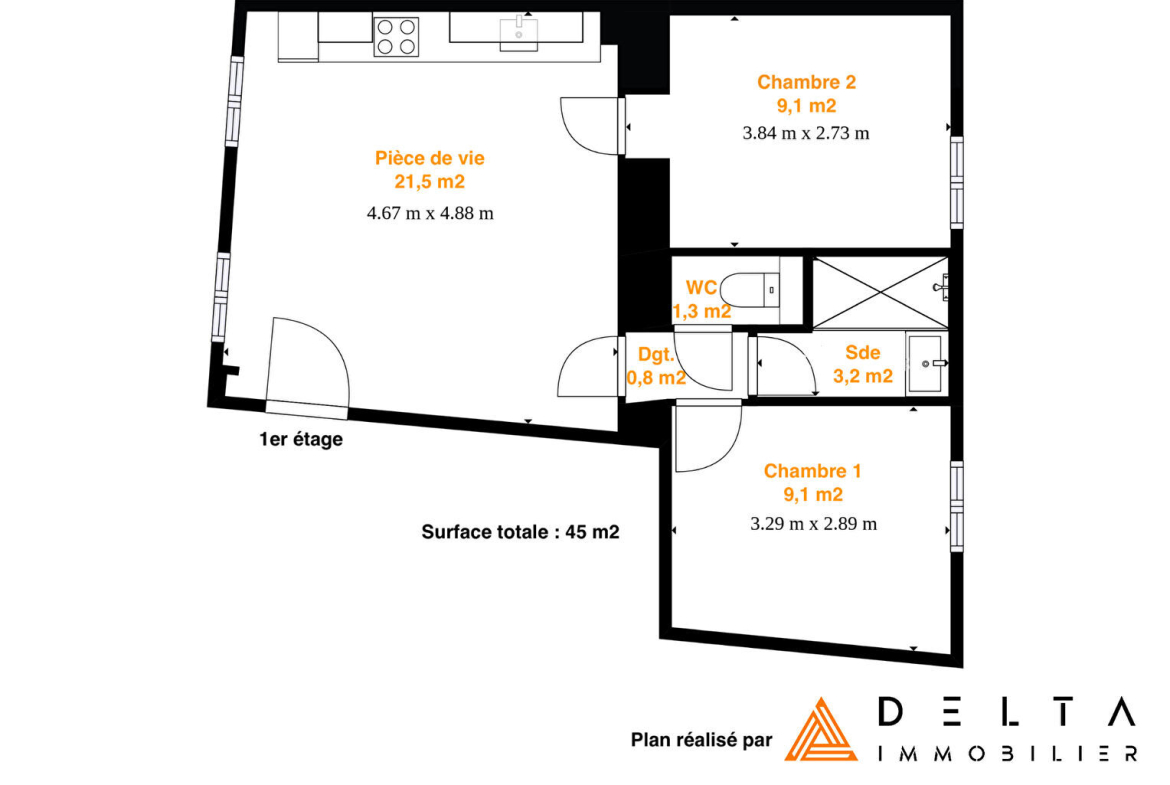 Appartement 3 pièces 45 m² · à Neyron · 45 m² · 835 €/mois
