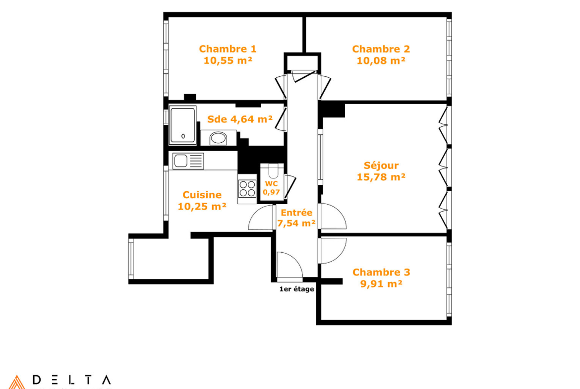 Appartement 4 pièces 69 m² · à Venissieux · 69 m² · 180 000 €